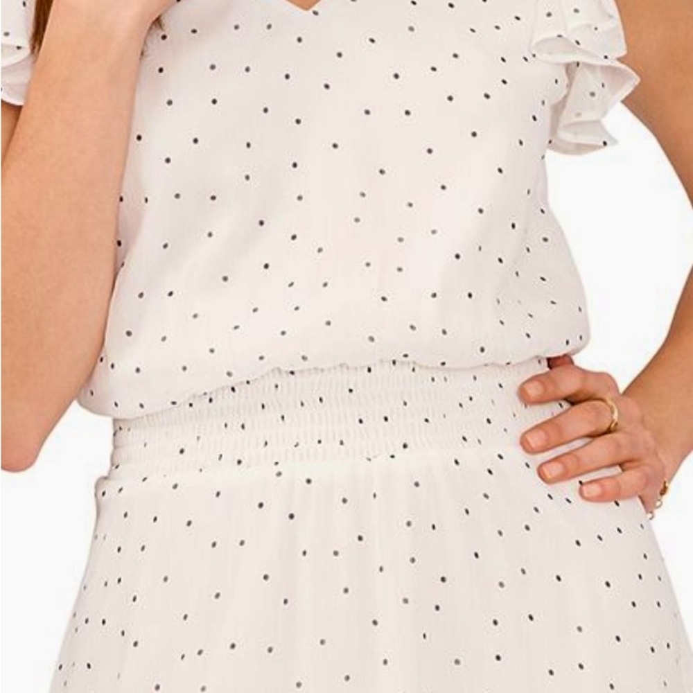 MSK white dress with black polka dots size 2x